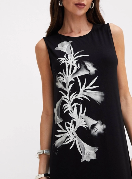 Vestido Longo Reto Com Estampa