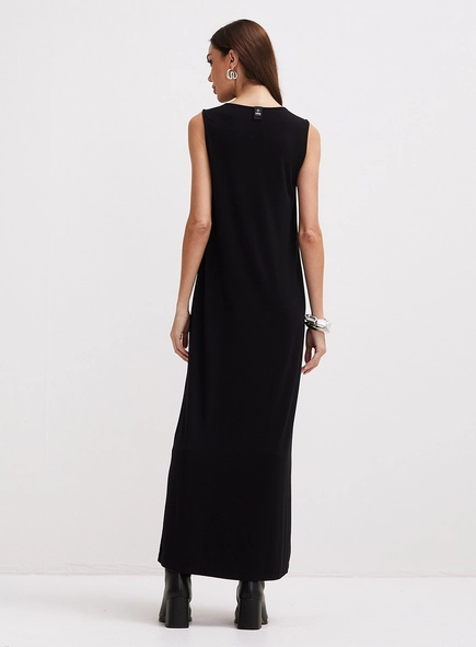 Vestido Longo Reto Com Estampa