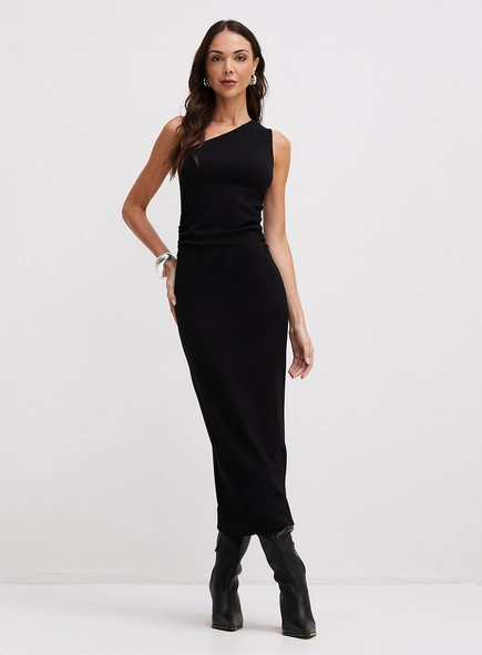Vestido Midi Justo De Um Ombro Só