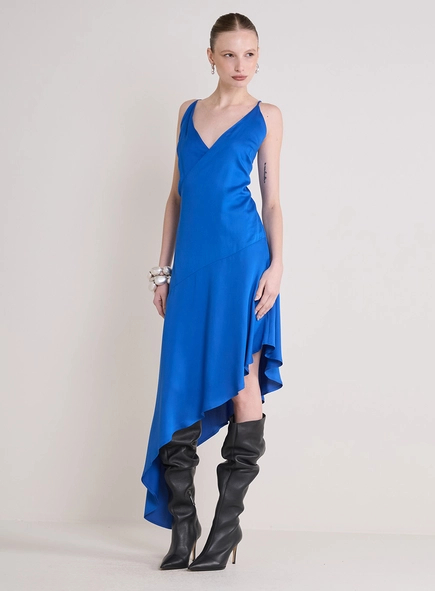 Vestido Midi Assimétrico Decote Transpassado