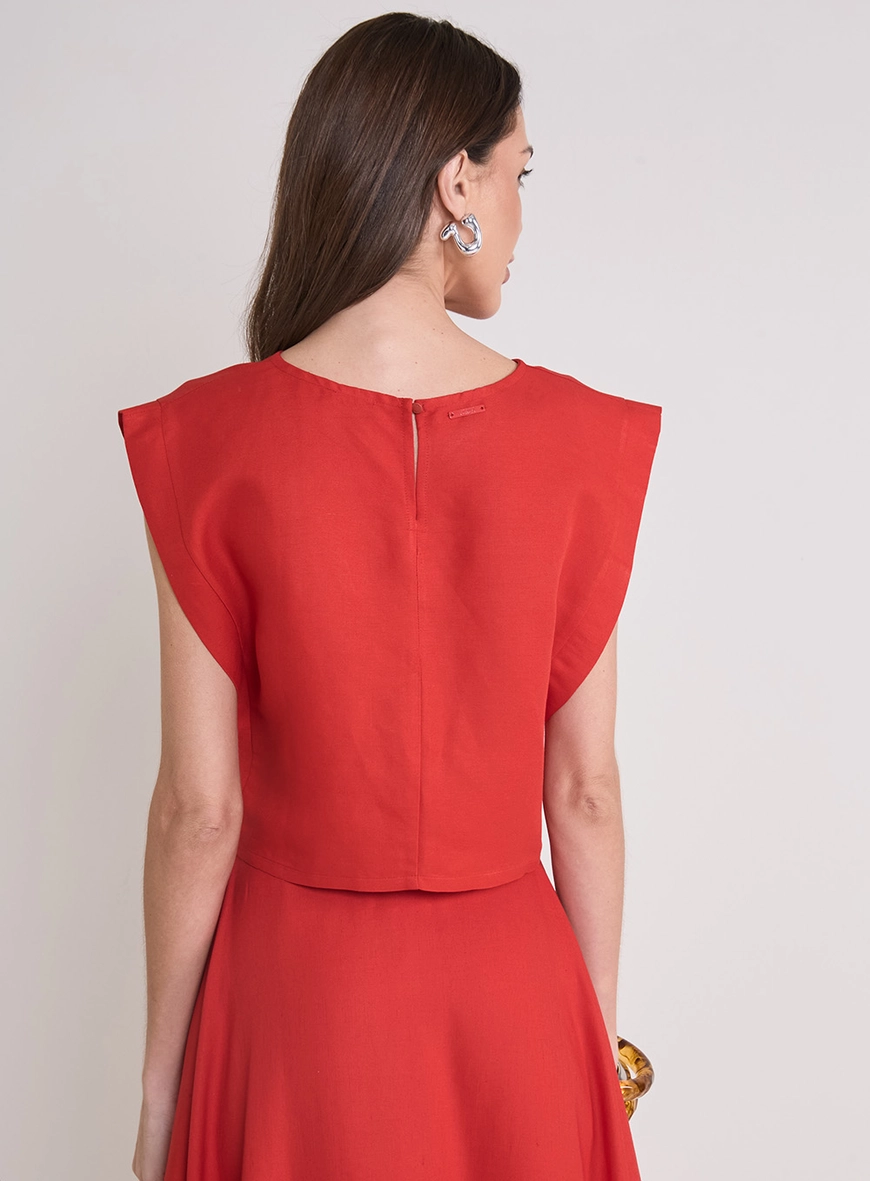 Top Solto Com Ombro Marcado Vermelho