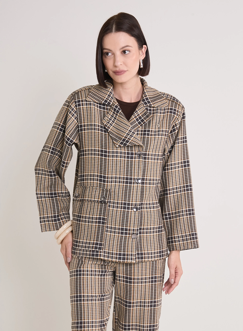 Casaco Alfaiataria Feminino Xadrez Estampados 1