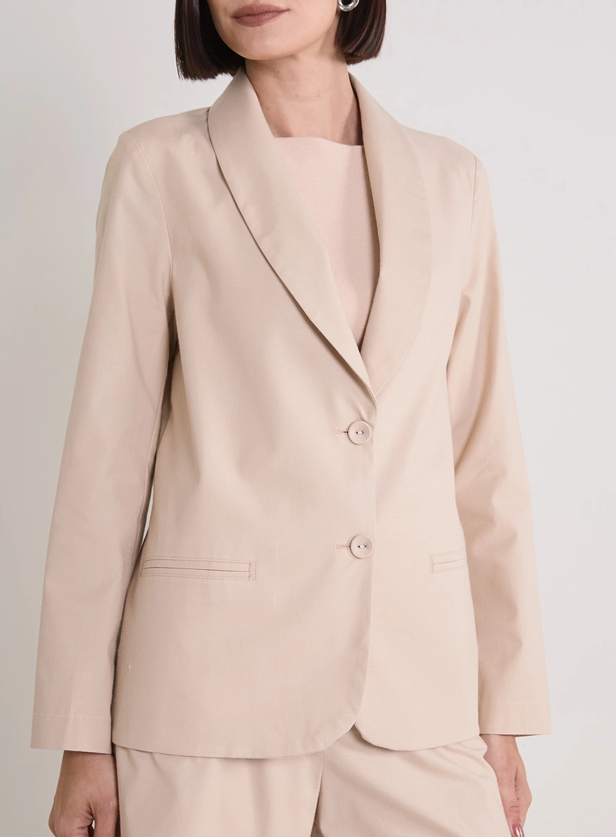 Blazer Feminino Alfaiataria Reto Bege