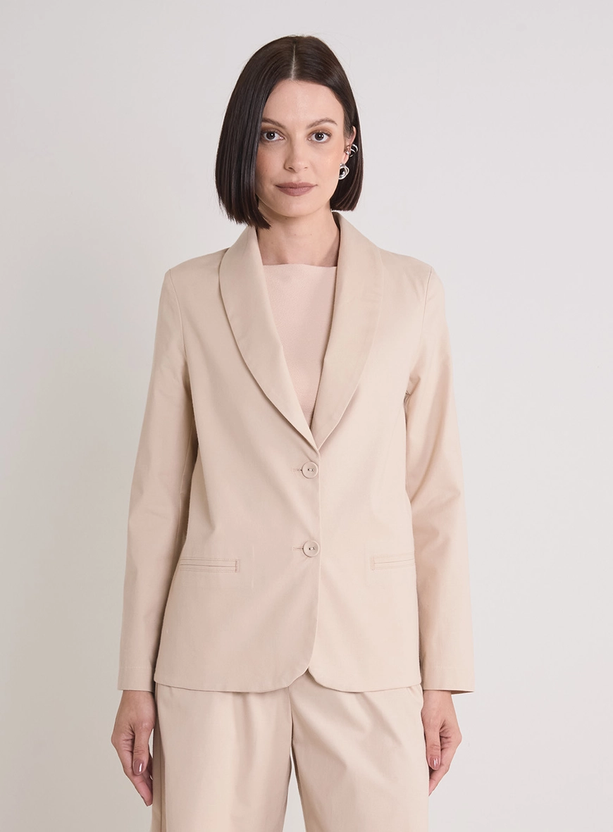 Blazer Feminino Alfaiataria Reto Bege