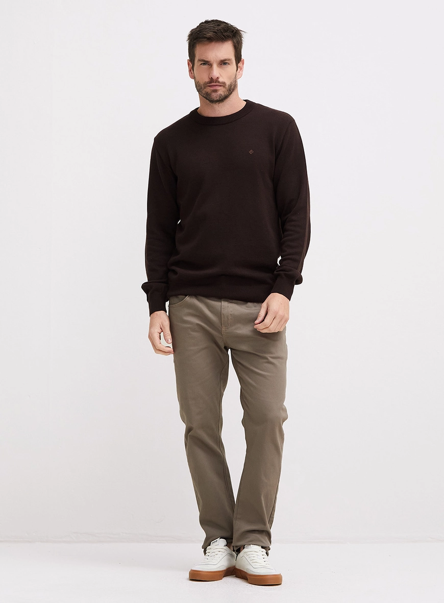 Suéter Tricô Masculino Fifties Marrom