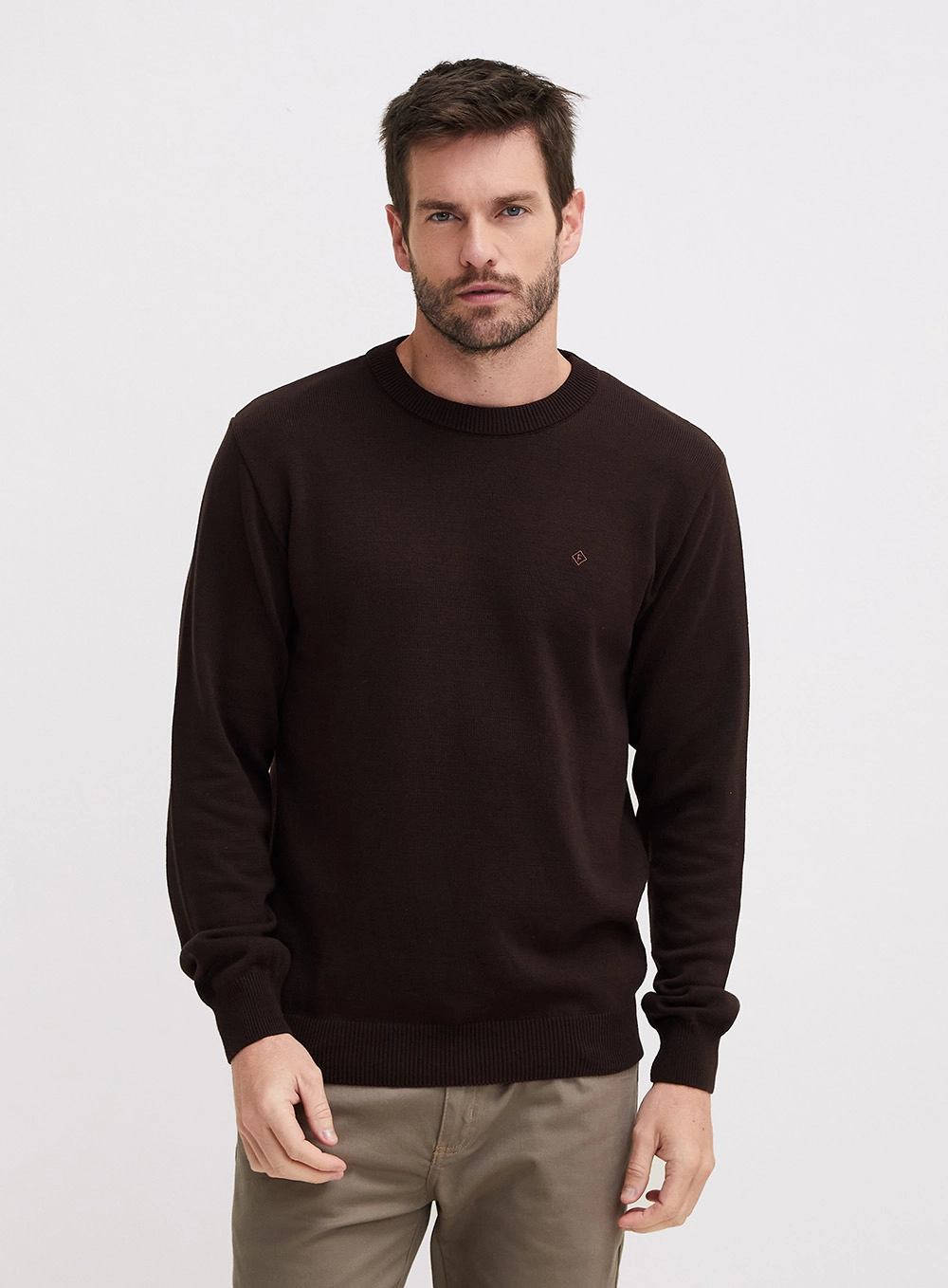 Suéter Tricô Masculino Fifties Marrom 1