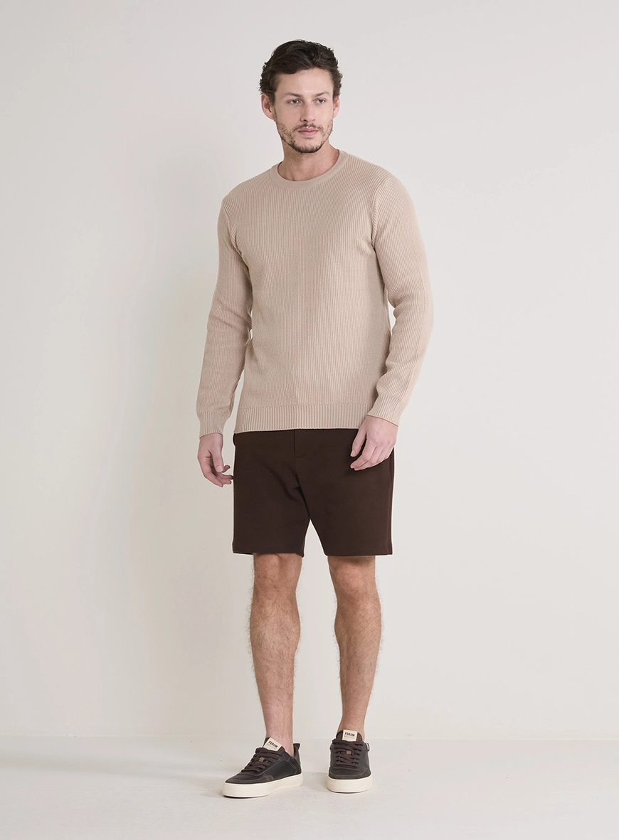 Suéter Tricô Masculino Fifties Texturizado Bege