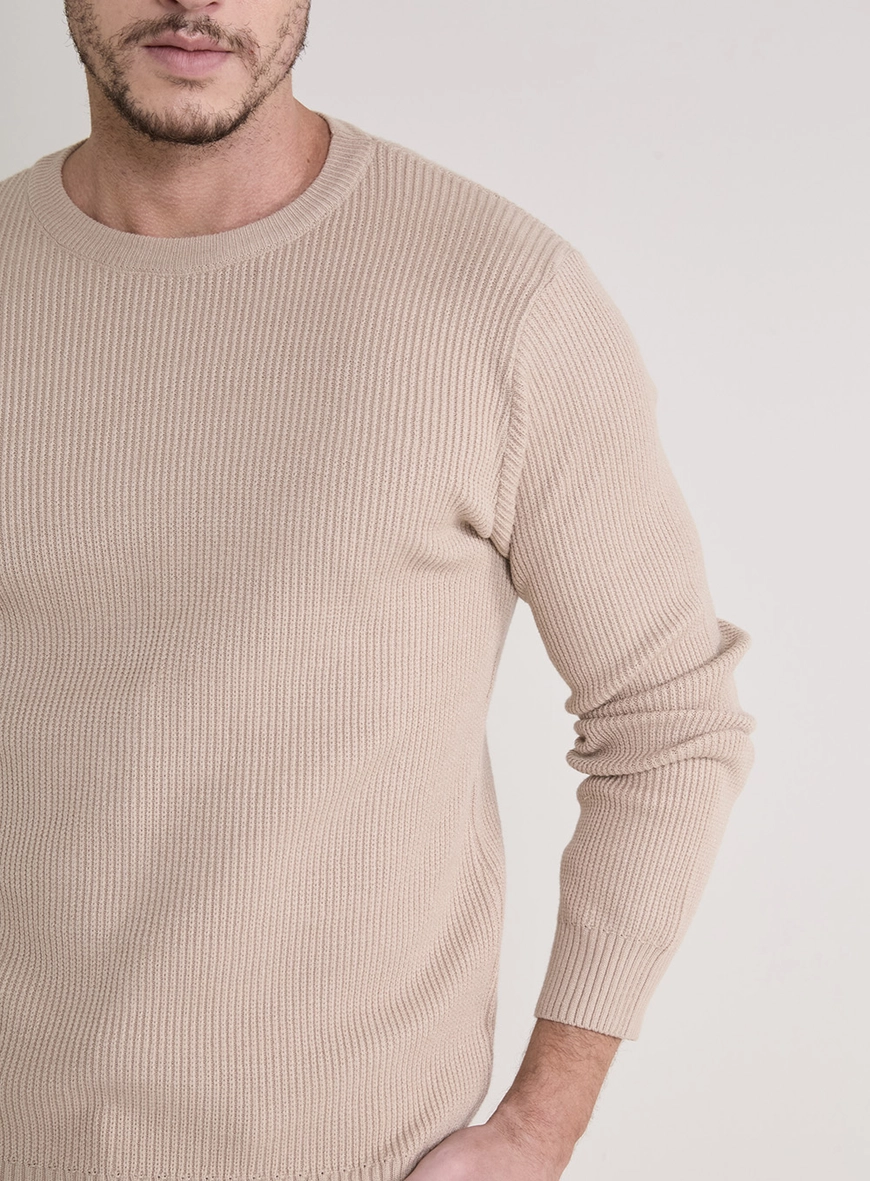 Suéter Tricô Masculino Fifties Texturizado Bege
