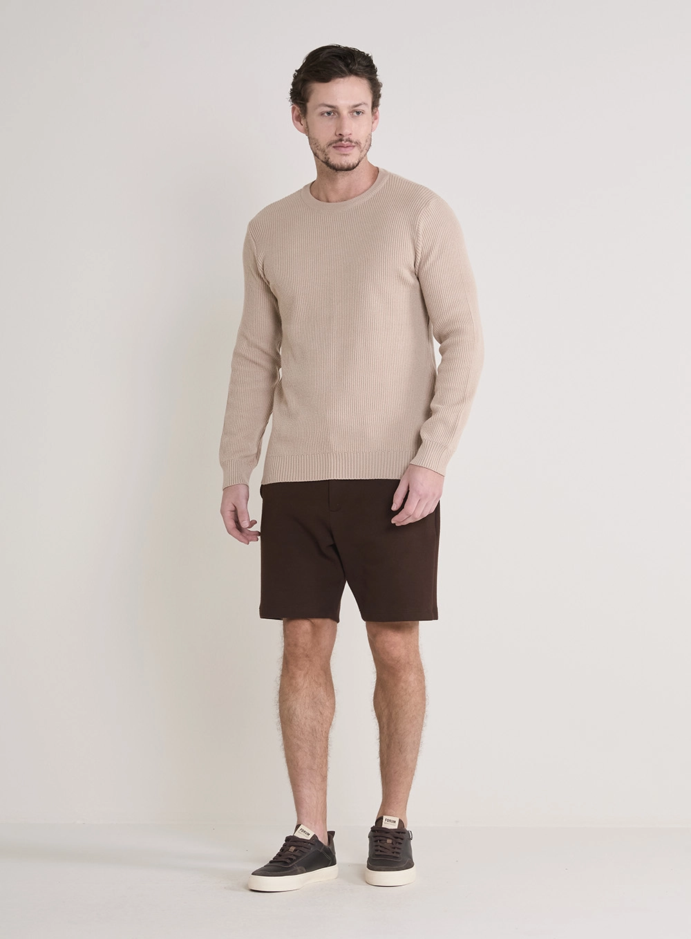 Suéter Tricô Masculino Fifties Texturizado Bege 1