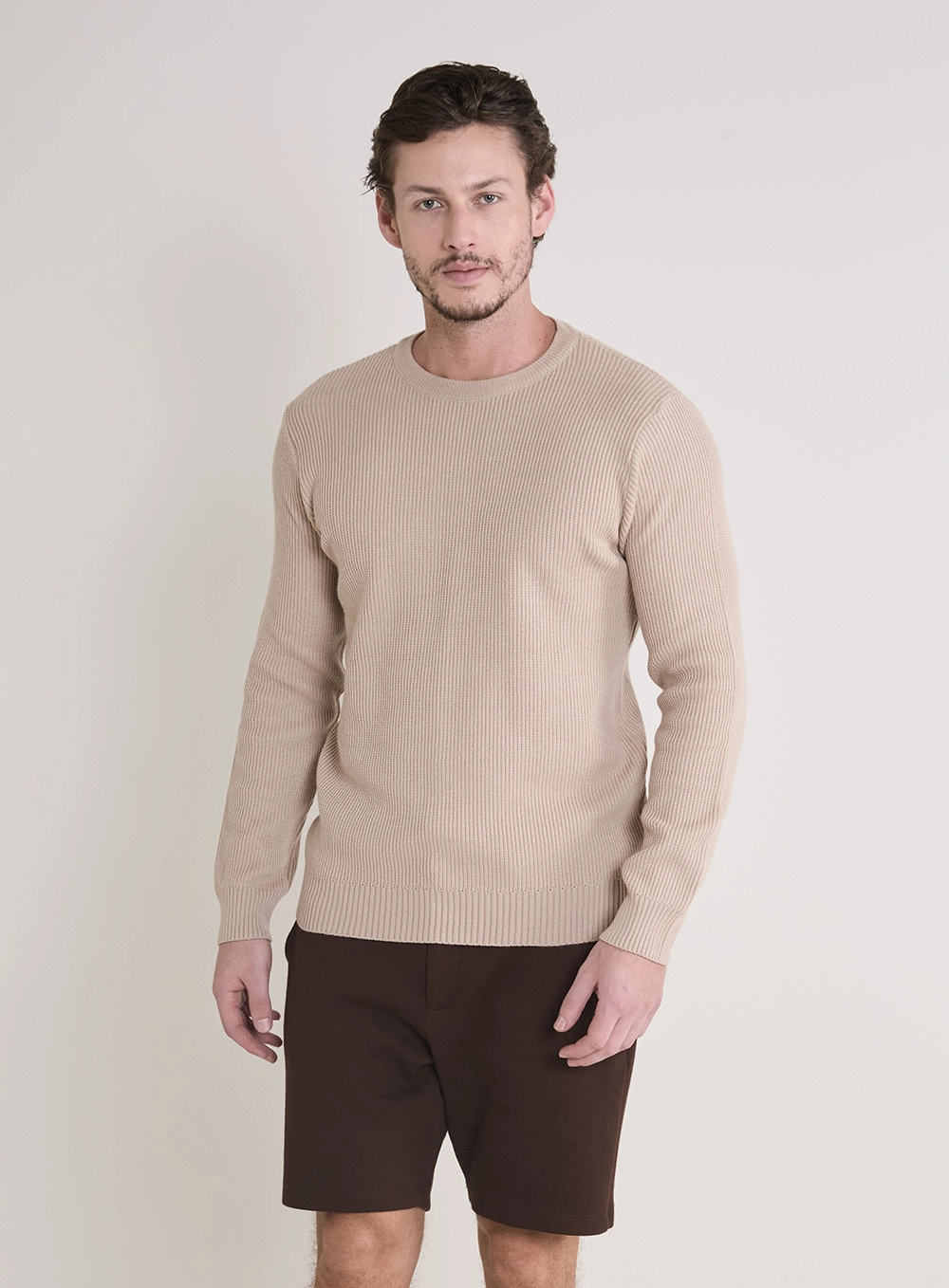 Suéter Tricô Masculino Fifties Texturizado Bege 4