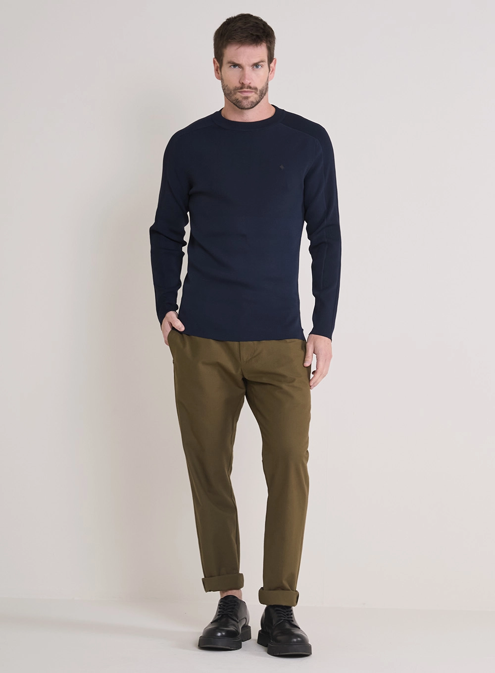Suéter Tricô Masculino Raglan Azul 4
