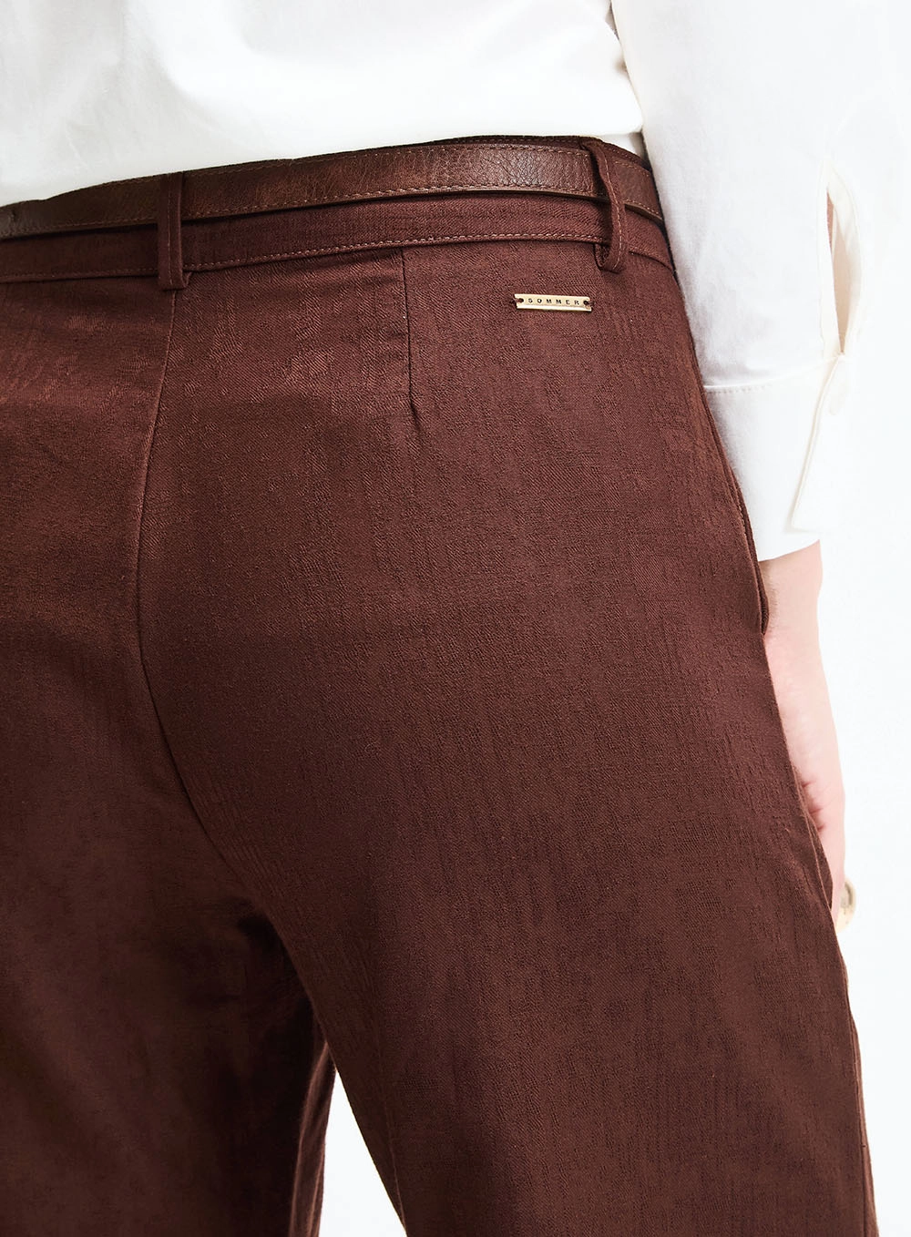Calça Jacquard Alfaiataria Reta Marrom 3