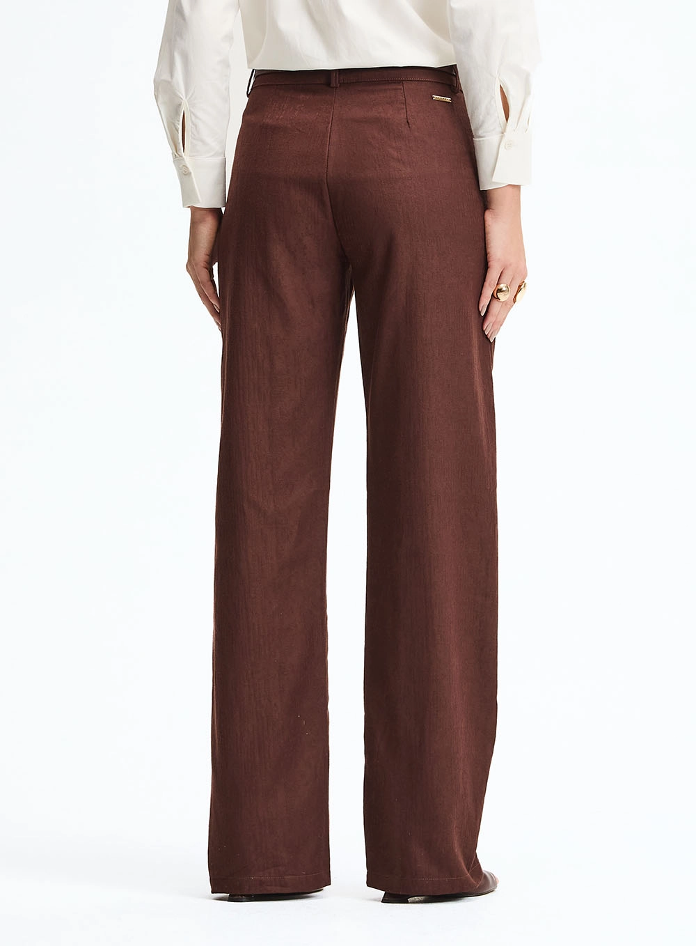 Calça Jacquard Alfaiataria Reta Marrom 4