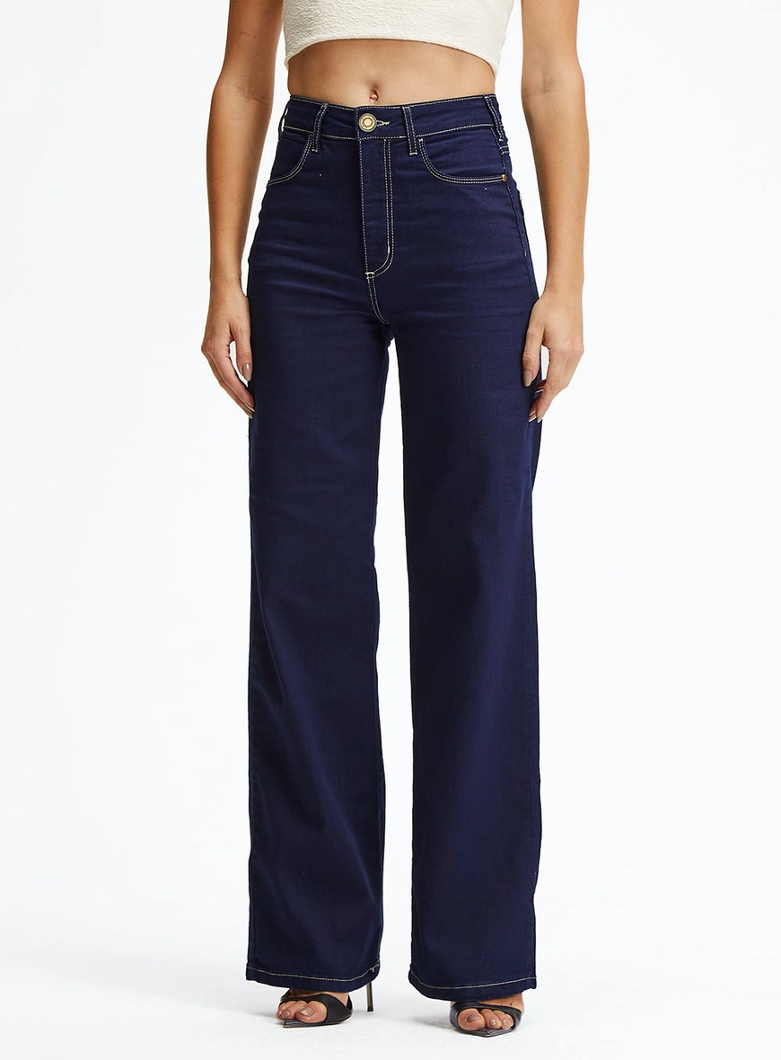 Calça Jeans Reta Slim Cintura Média Índigo 2