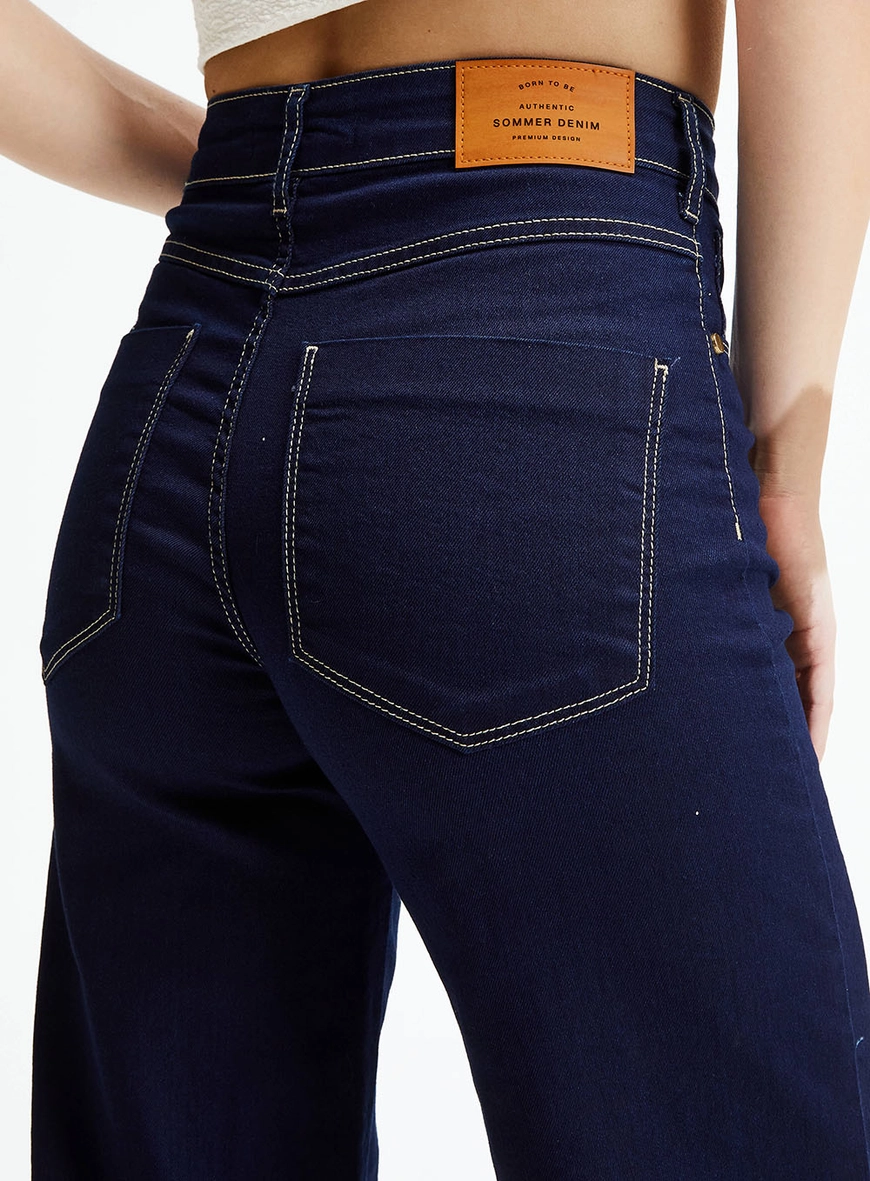 Calça Jeans Reta Slim Cintura Média Índigo 3