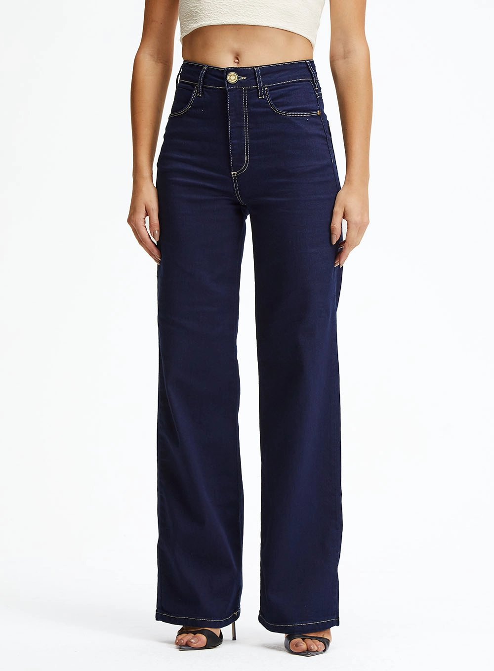 Calça Jeans Reta Slim Cintura Média Índigo 2