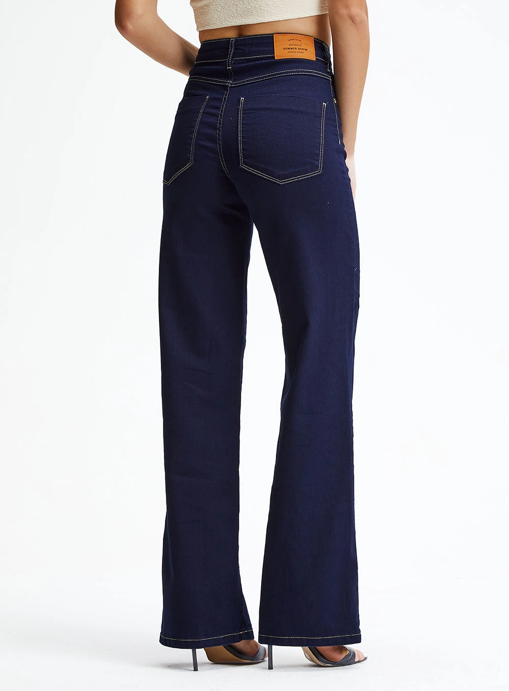 Calça Jeans Reta Slim Cintura Média Índigo 4