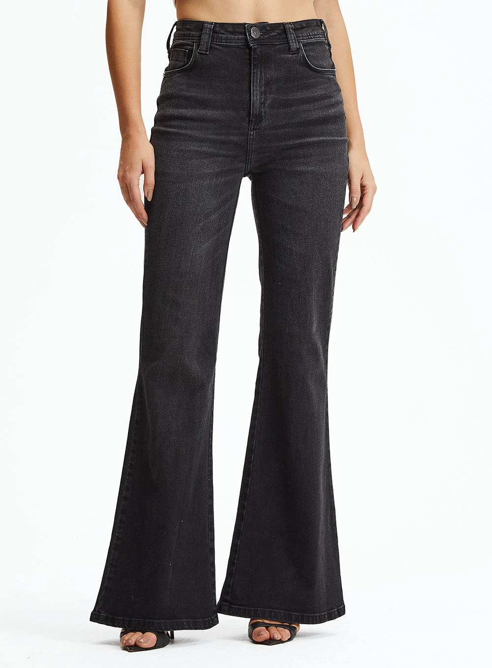 Calça Jeans Flare Cintura Média Indigo Preto 2