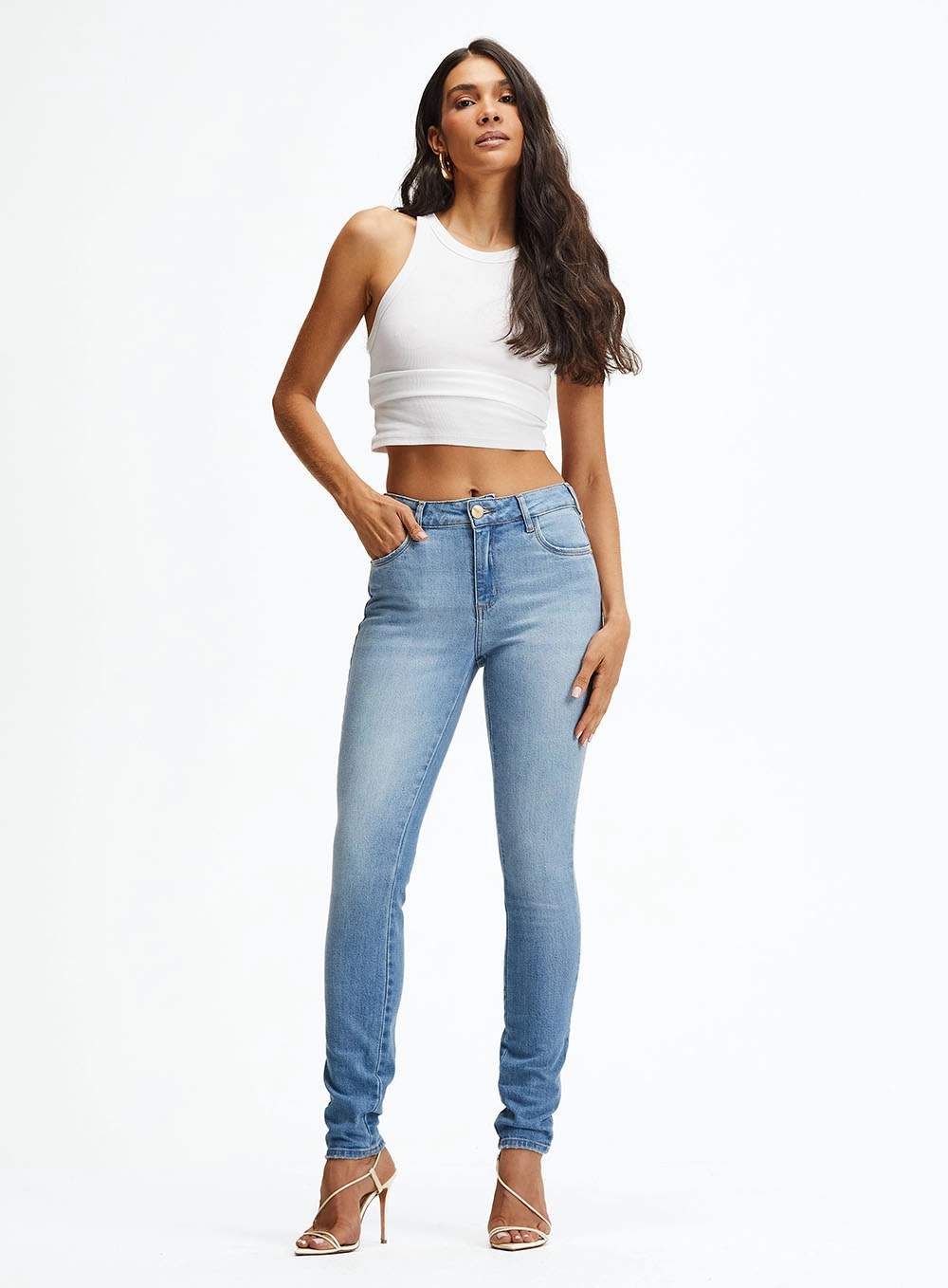 Calça Jeans Skinny Cintura Média Índigo 1