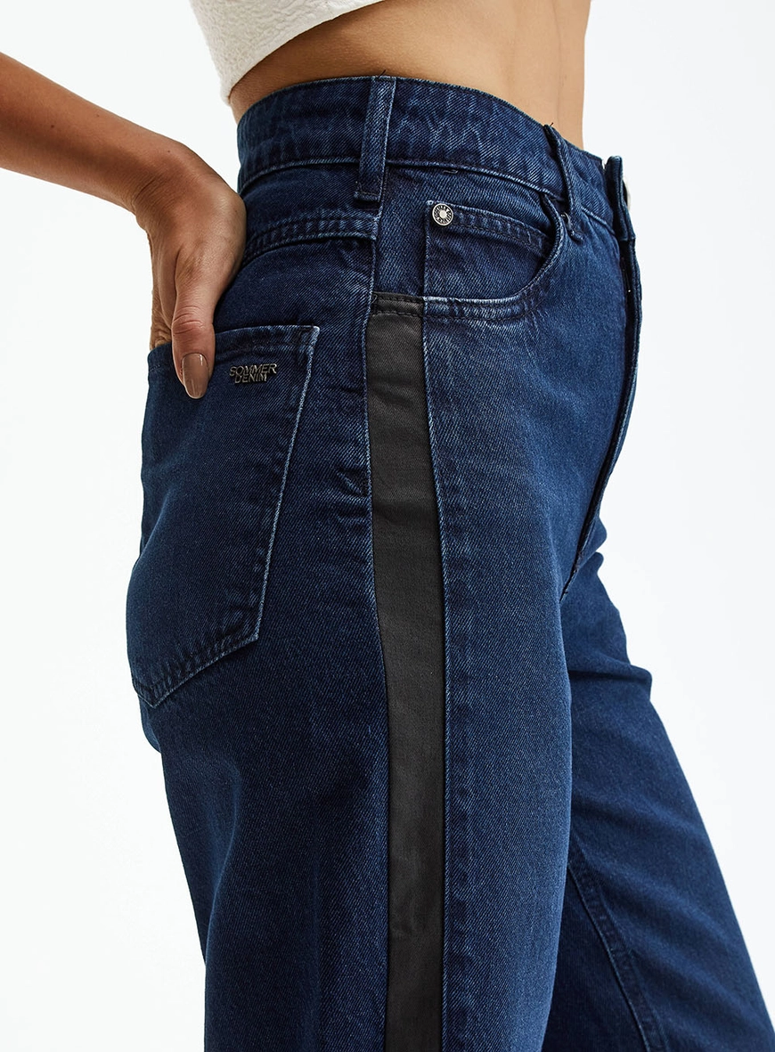 Calça Jeans Reta Com Detalhes Índigo 3