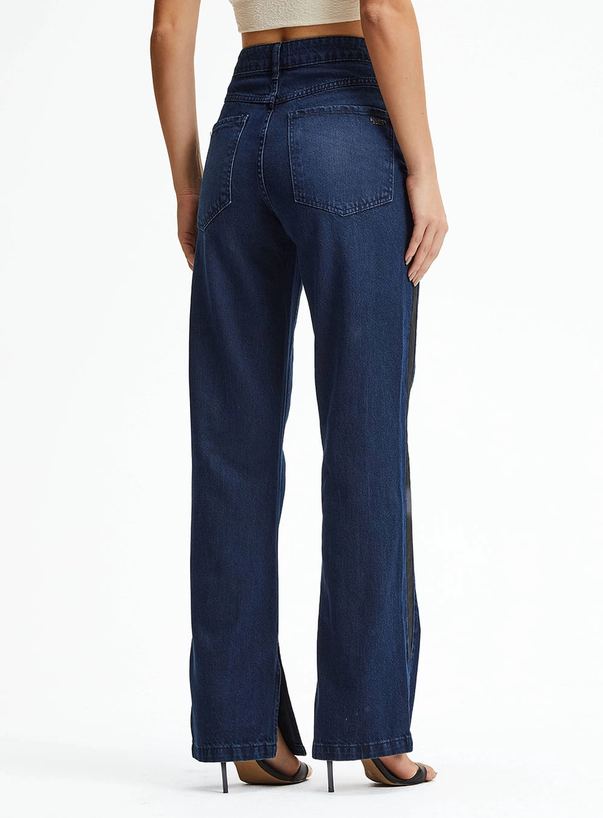 Calça Jeans Reta Com Detalhes Índigo 4