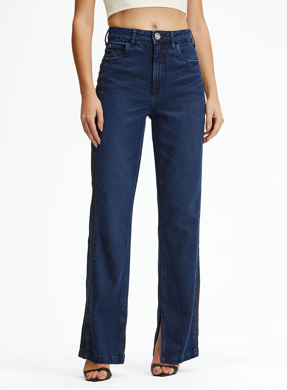 Calça Jeans Reta Com Detalhes Índigo 2