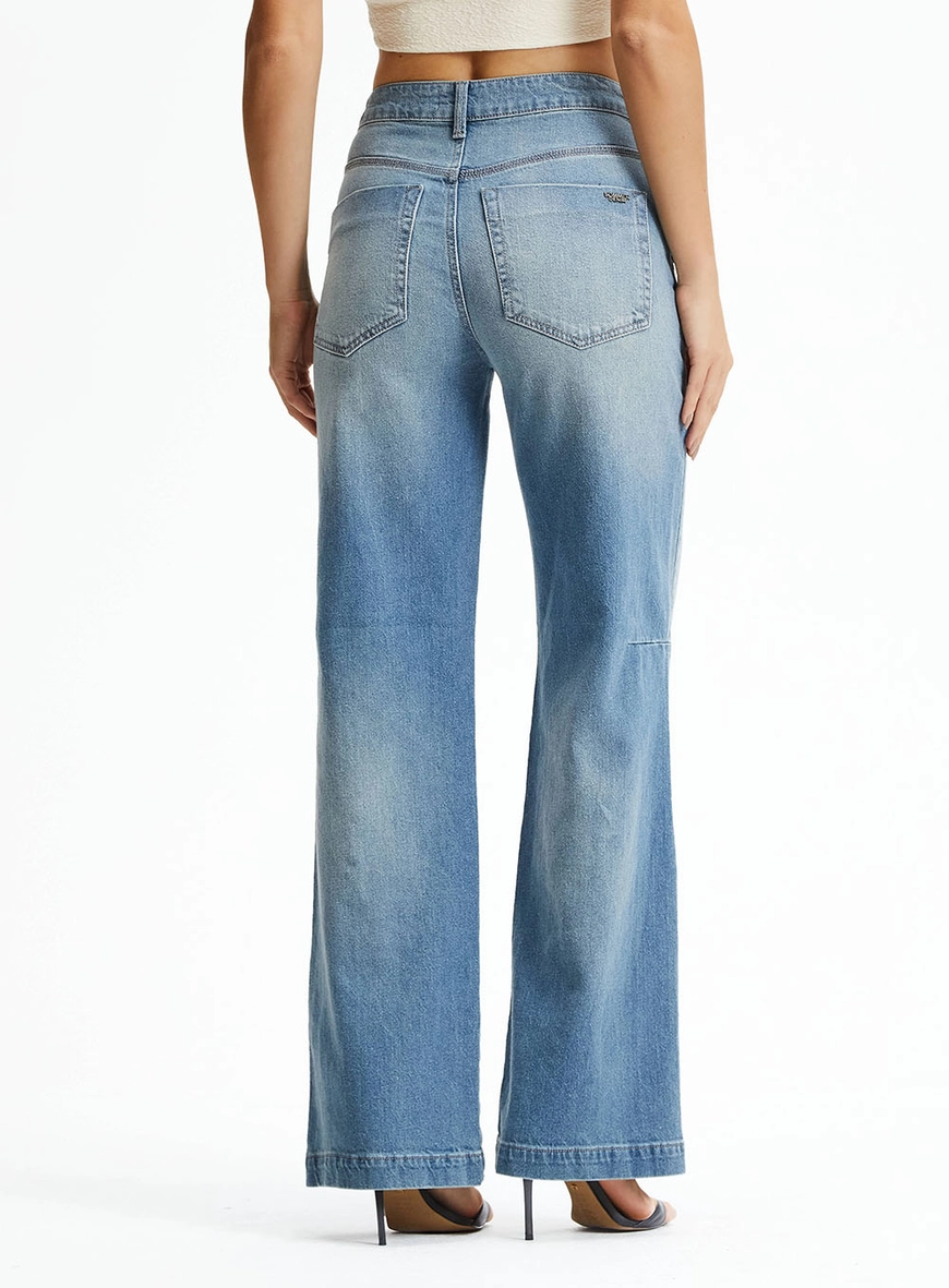 Calça Jeans Reta Slim Com Bolsos Faca Índigo 4