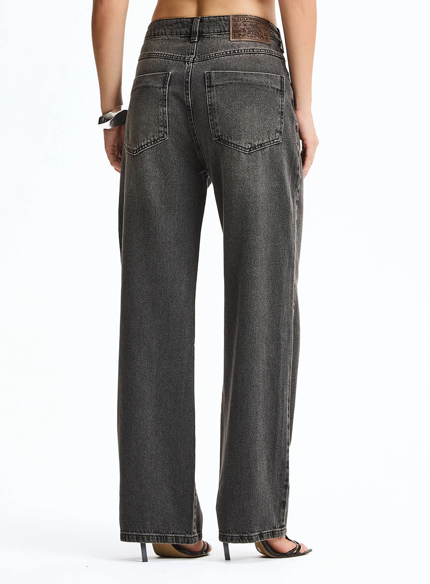 Calça Jeans Baggy Efeito Vintage Indigo Preto 4
