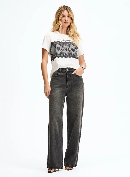 Calça Jeans Baggy Efeito Vintage