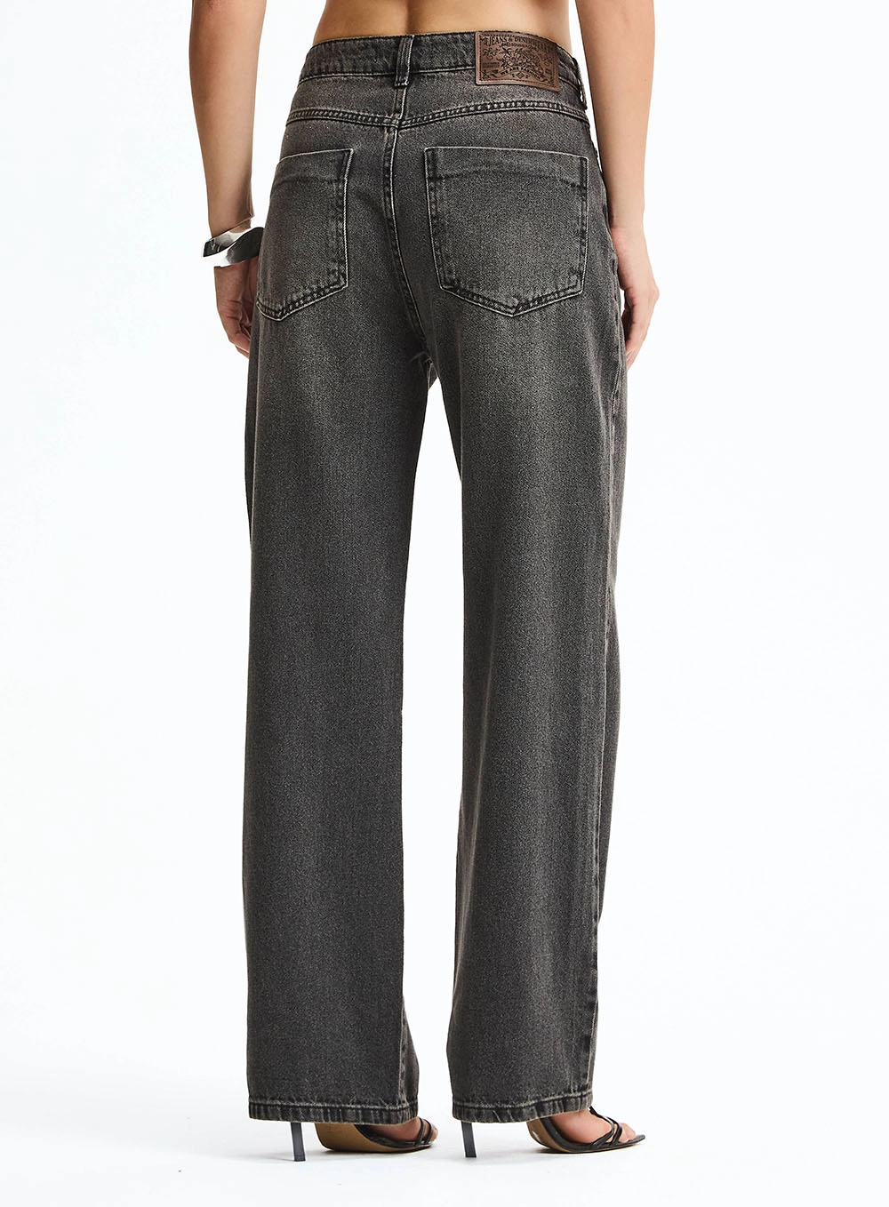 Calça Jeans Baggy Efeito Vintage Indigo Preto 4