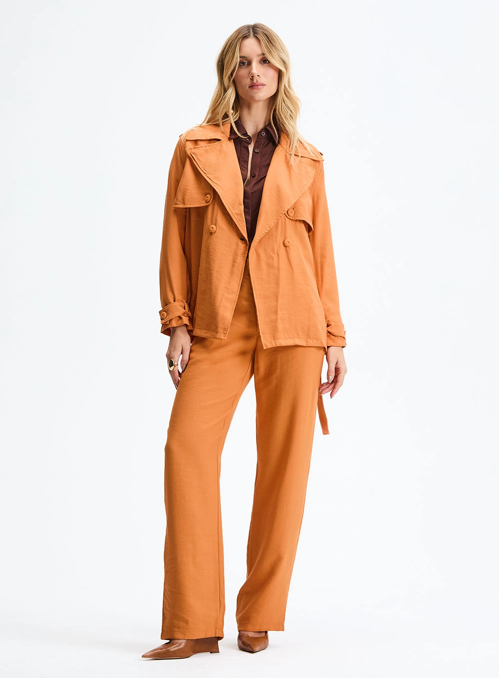 Calça Alfaiataria Reta Laranja 1
