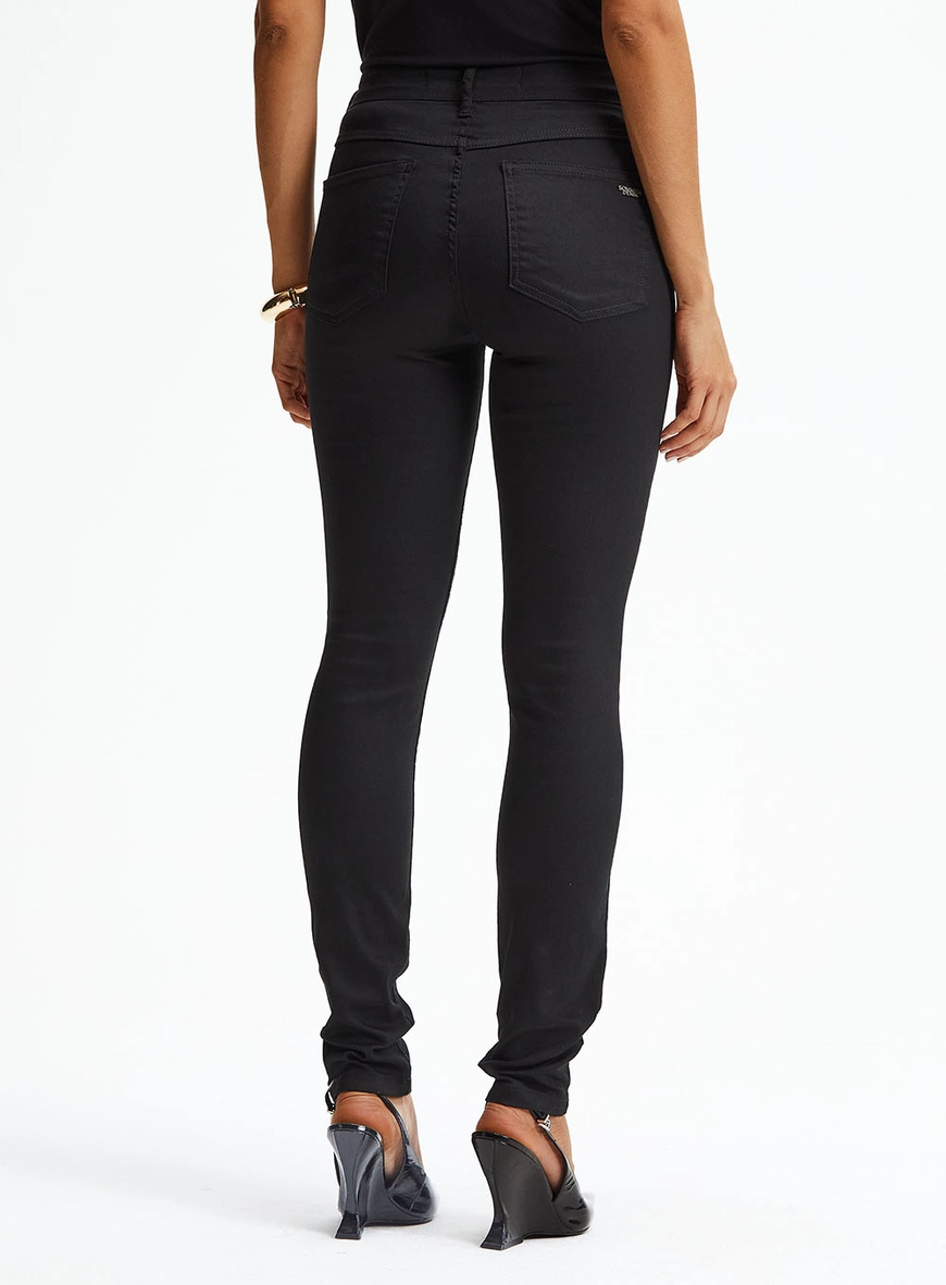 Calça Sarja Skinny Cintura Baixa Preto 4
