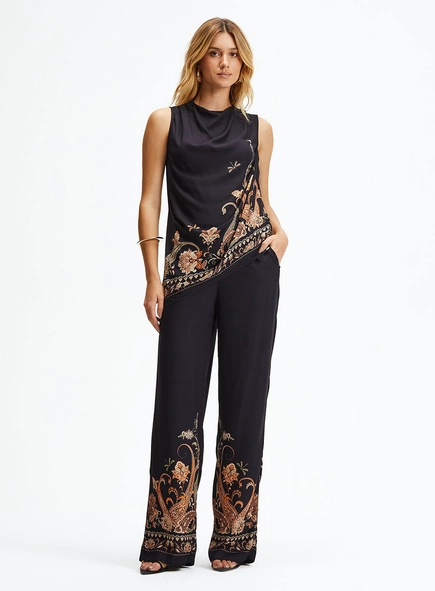 Calça Alfaiataria Reta - Floral Paisley