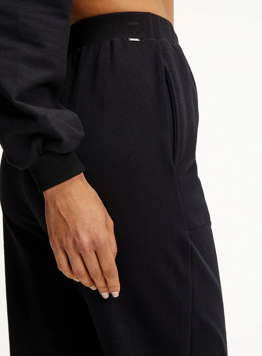 Calça Moletom Jogging Cós Com Elástico Preto 3