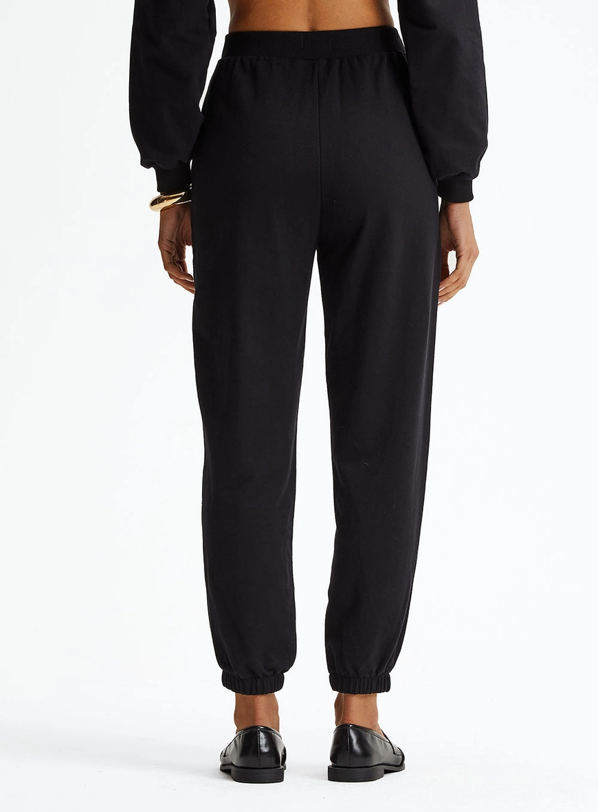 Calça Moletom Jogging Cós Com Elástico Preto 4