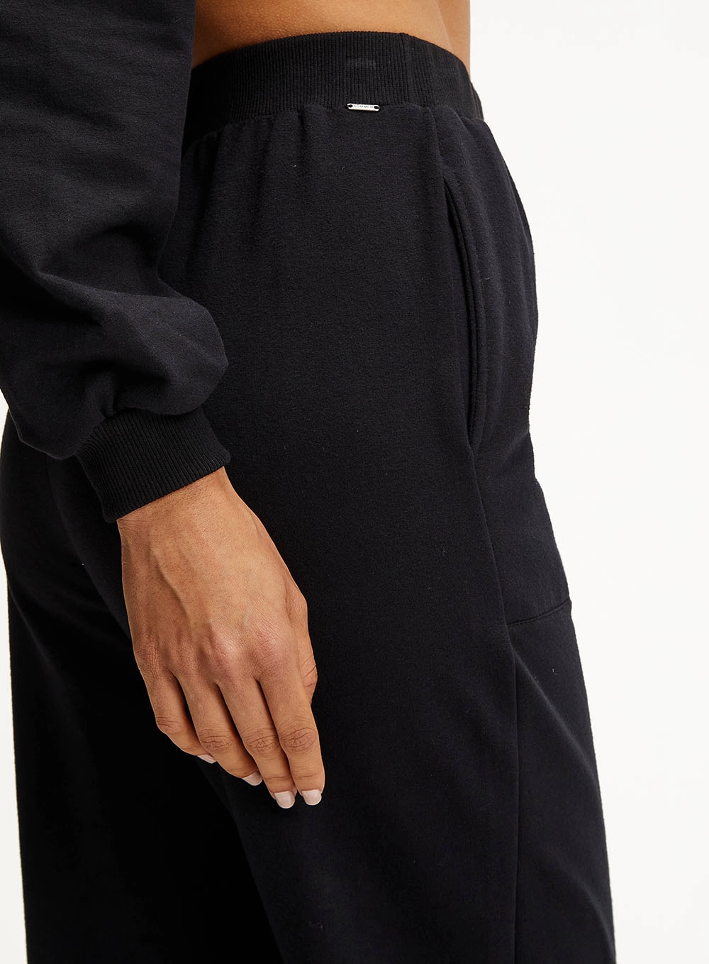 Calça Moletom Jogging Cós Com Elástico Preto 3