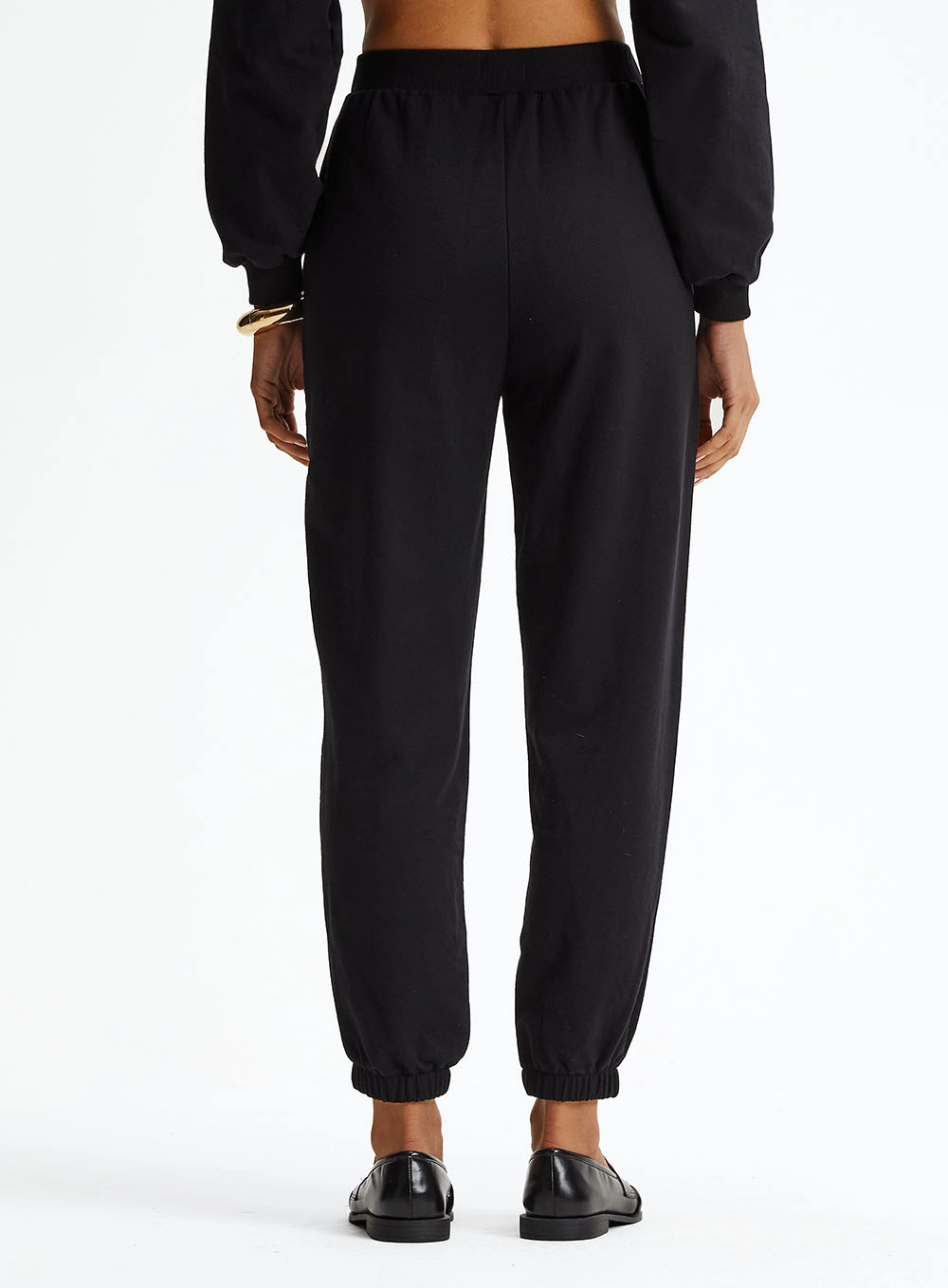 Calça Moletom Jogging Cós Com Elástico Preto 4