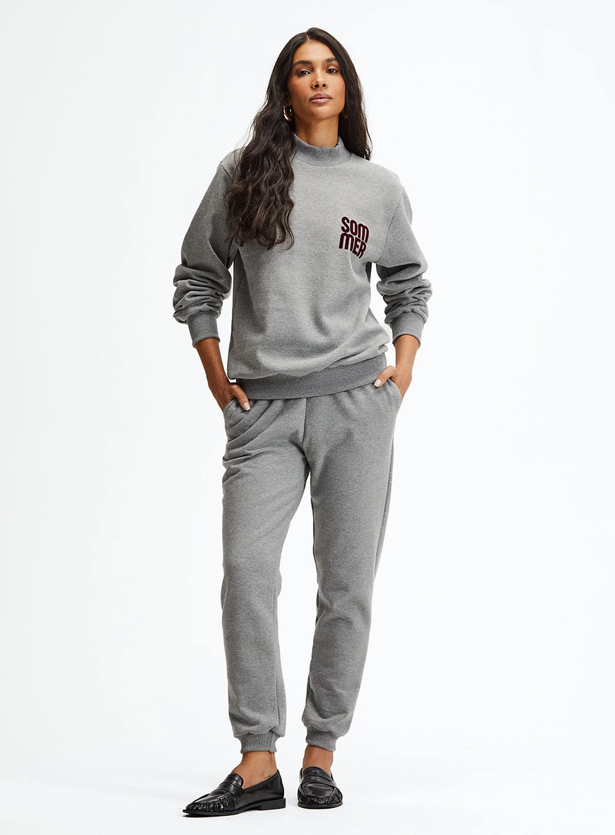 Calça Moletom Feminina Jogger Cinza 1