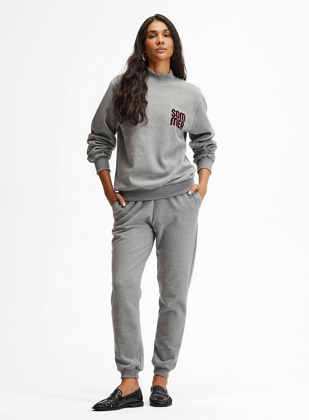 Calça Moletom Feminina Jogger Cinza 1