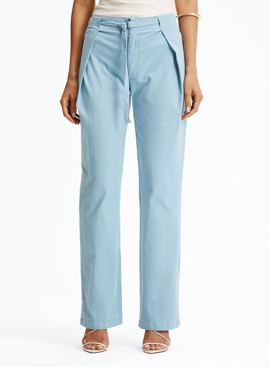 Calça Sarja Alfaiataria Com Tira Regulável Azul 2