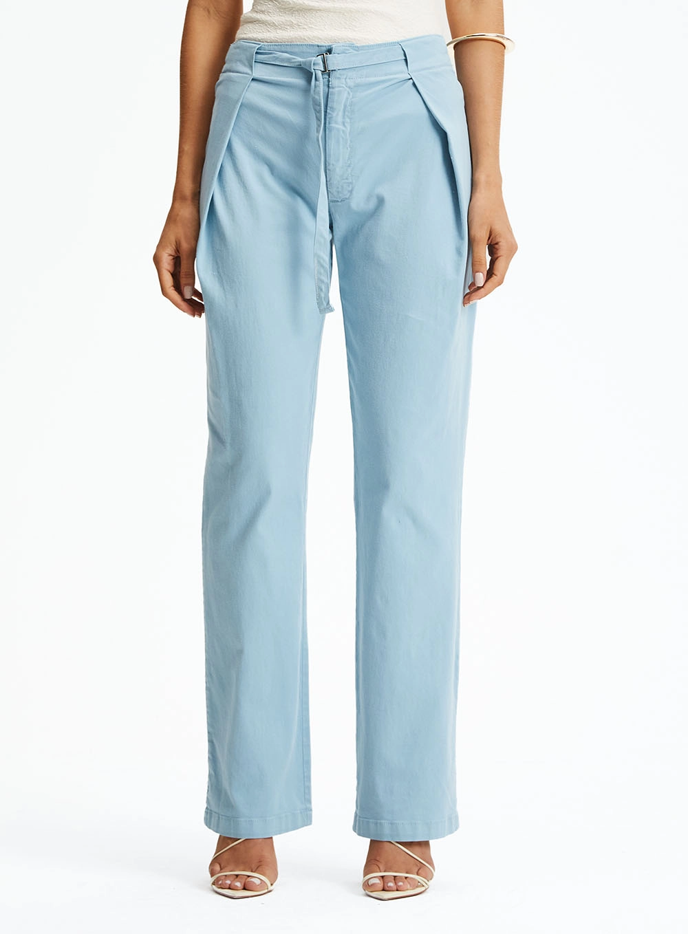 Calça Sarja Alfaiataria Com Tira Regulável Azul 2