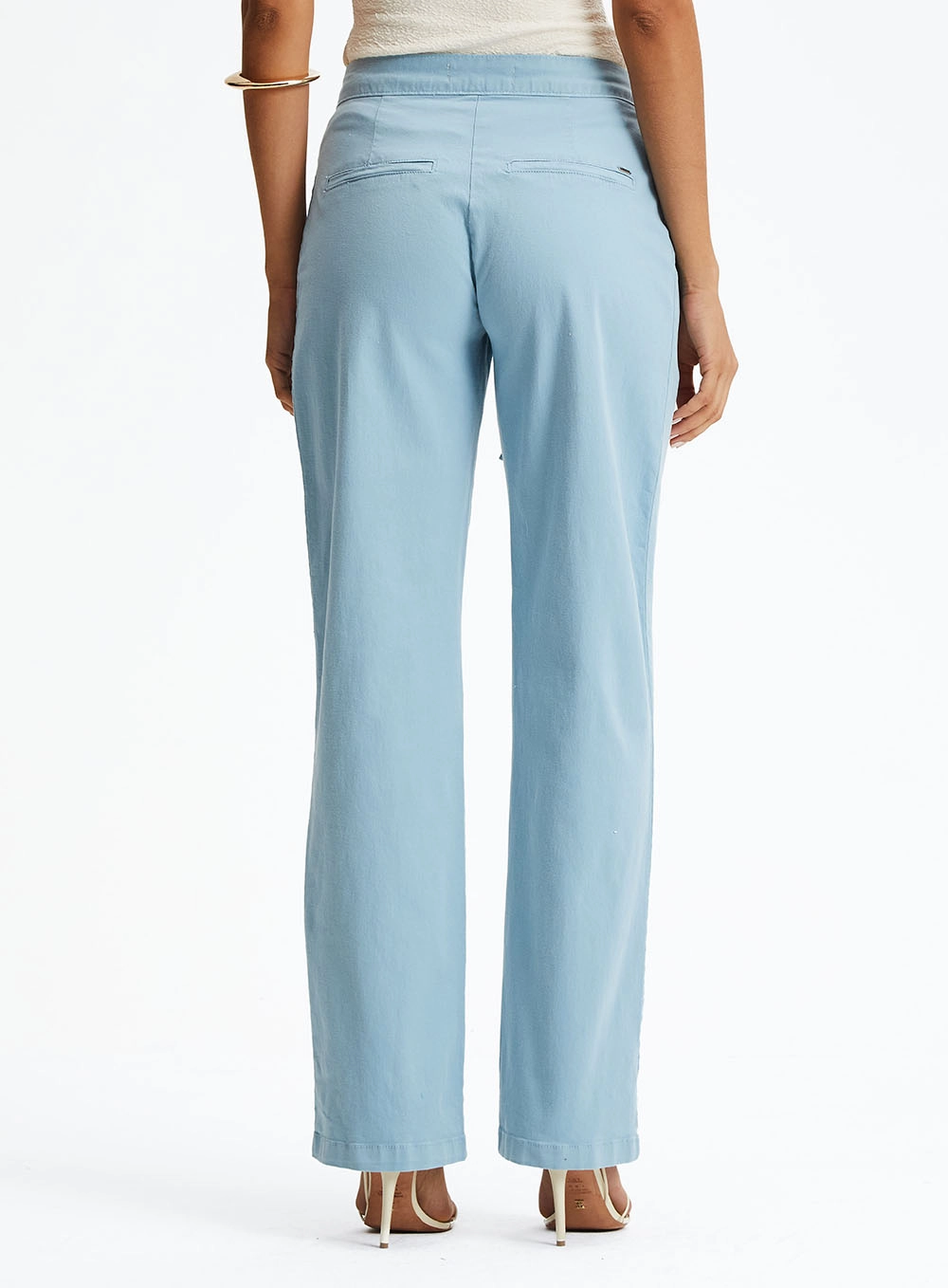 Calça Sarja Alfaiataria Com Tira Regulável Azul 4