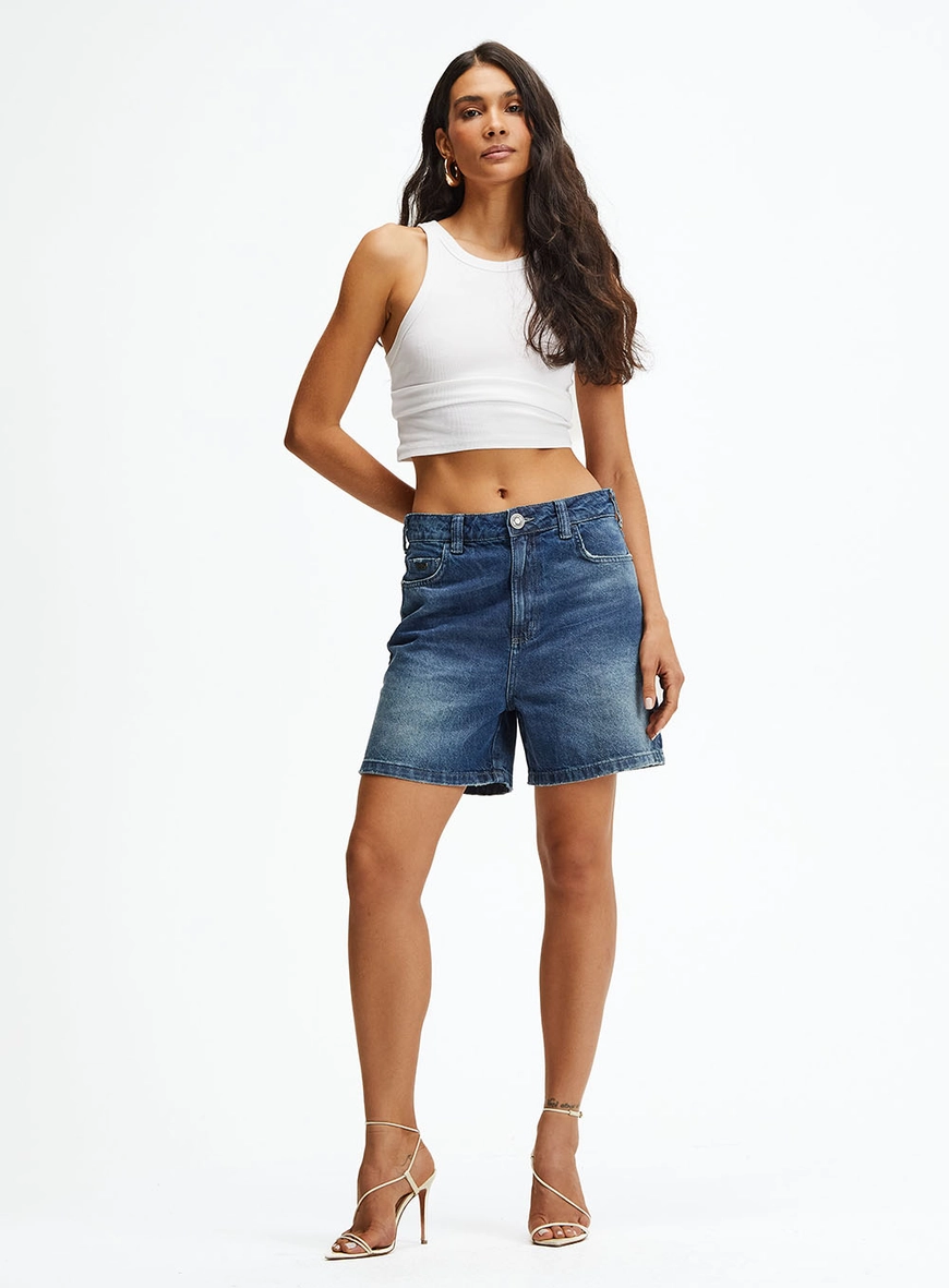 Bermuda Jeans Boyfriend Índigo 1