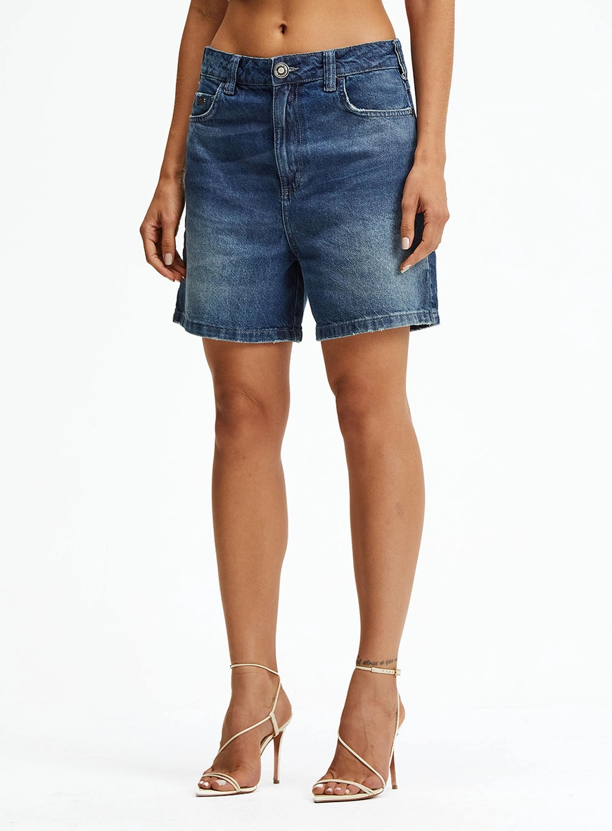 Bermuda Jeans Boyfriend Índigo 2