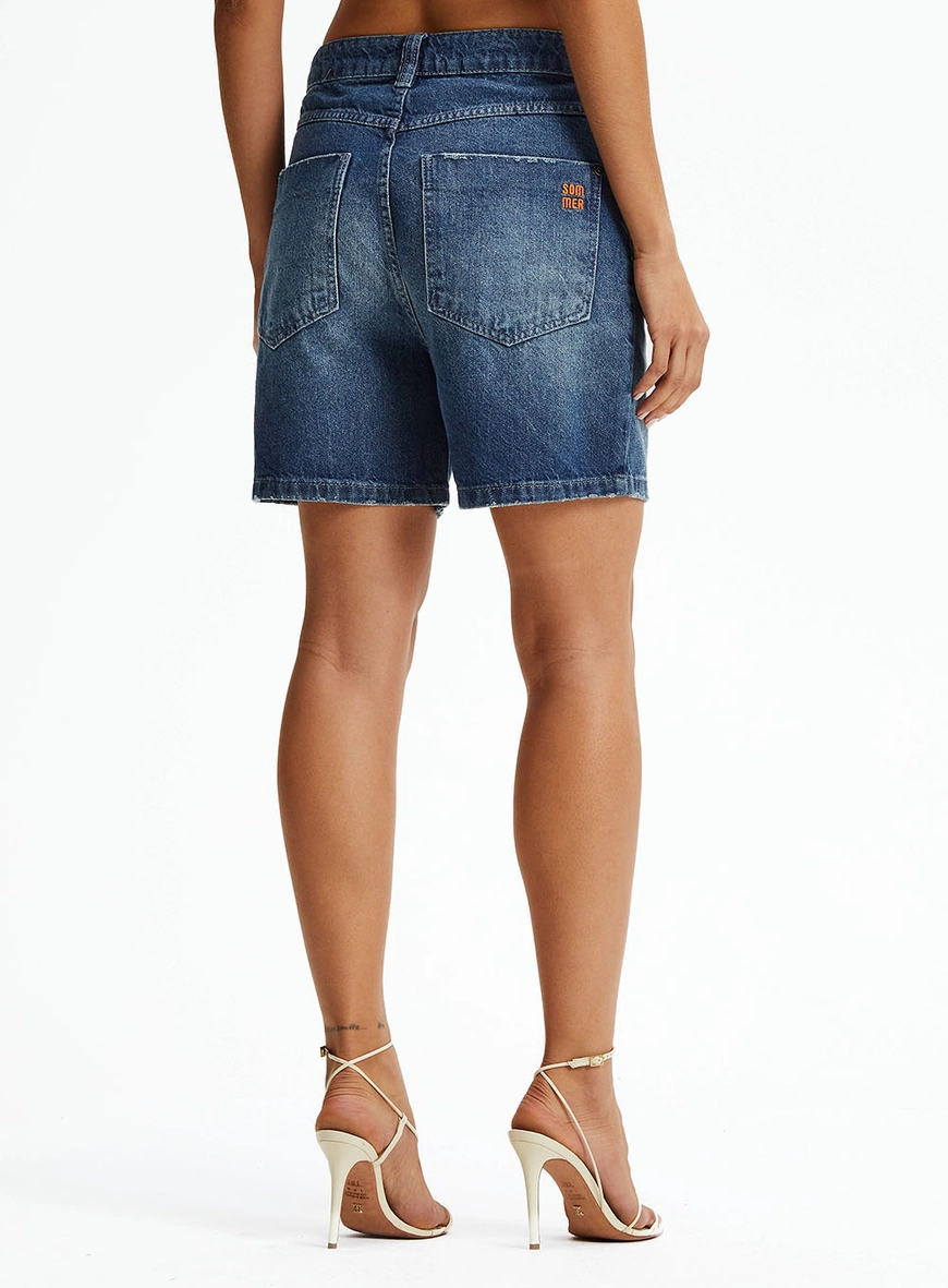 Bermuda Jeans Boyfriend Índigo 4