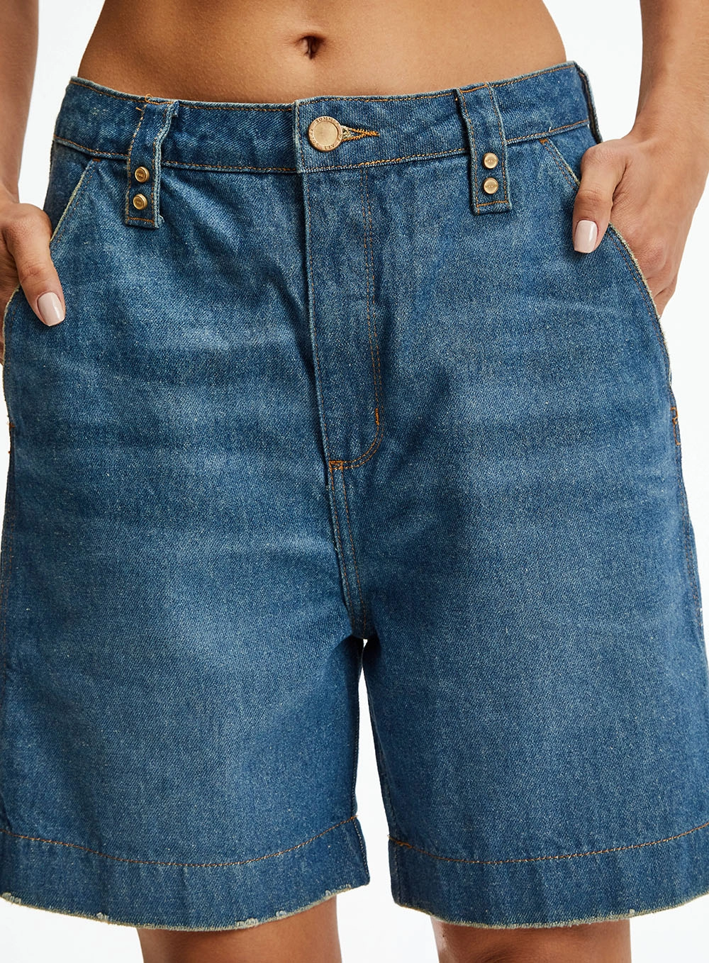 Bermuda Jeans Boyfriend Cintura Média Índigo 3