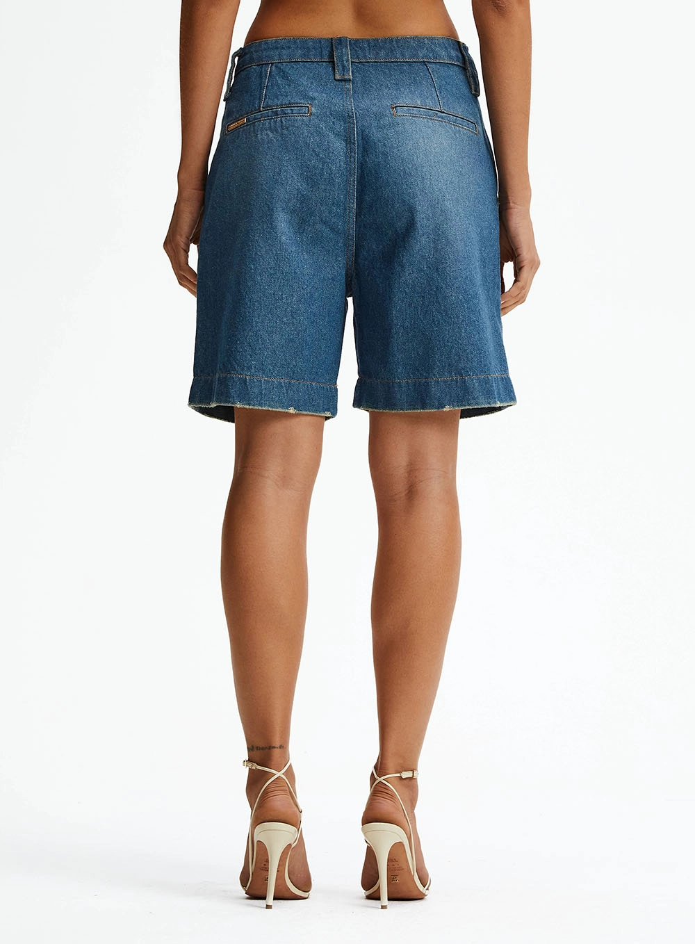 Bermuda Jeans Boyfriend Cintura Média Índigo 4