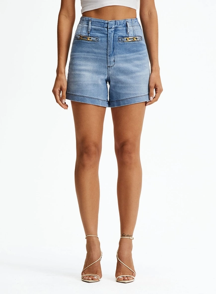 Short Jeans Reto Cintura Alta  - Isabel