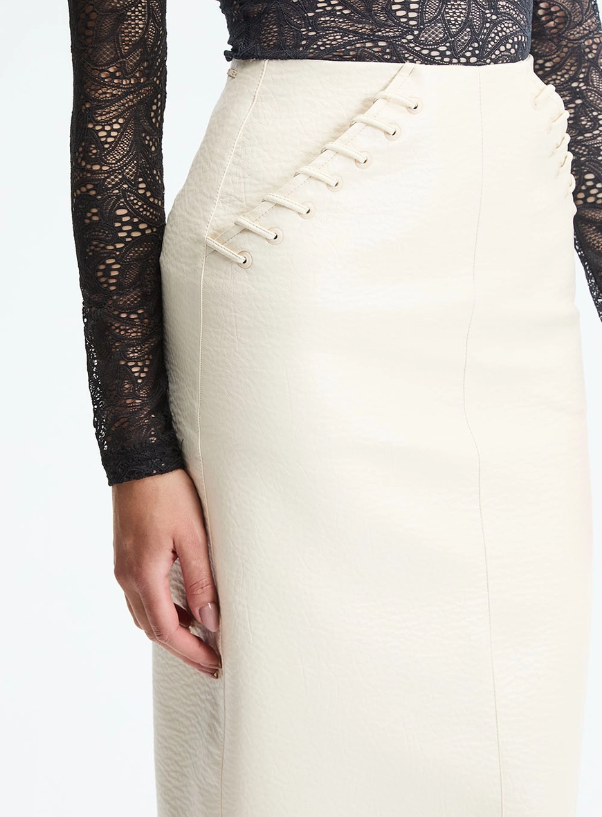 Saia Midi Slim Em Pu Bege 3