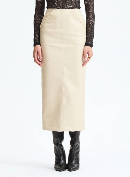 Saia Midi Slim Em Pu